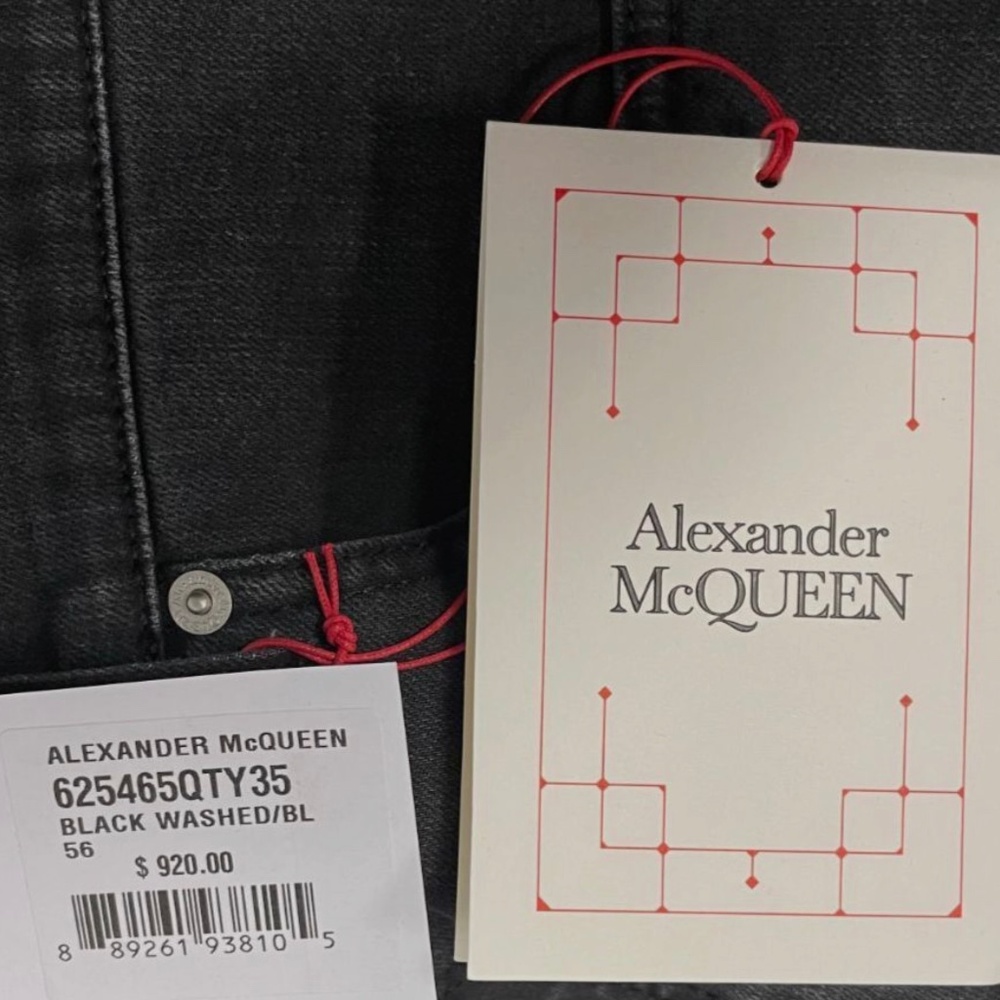 Alexander McQueen Men Black Washed Cotton-Stretch Denim Jeans US40R - Picture 5 of 11